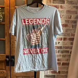 The Sandlot Graphic Tee Mens L Blue Legends Never Die Ham Porter Baseball FLAW